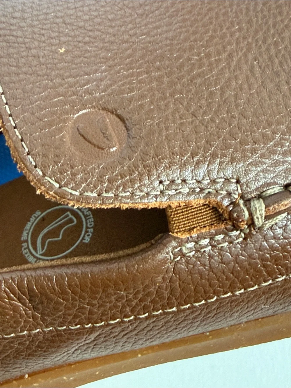 Clarks Brown Leather Slip-On Loafers with Blue Insoles